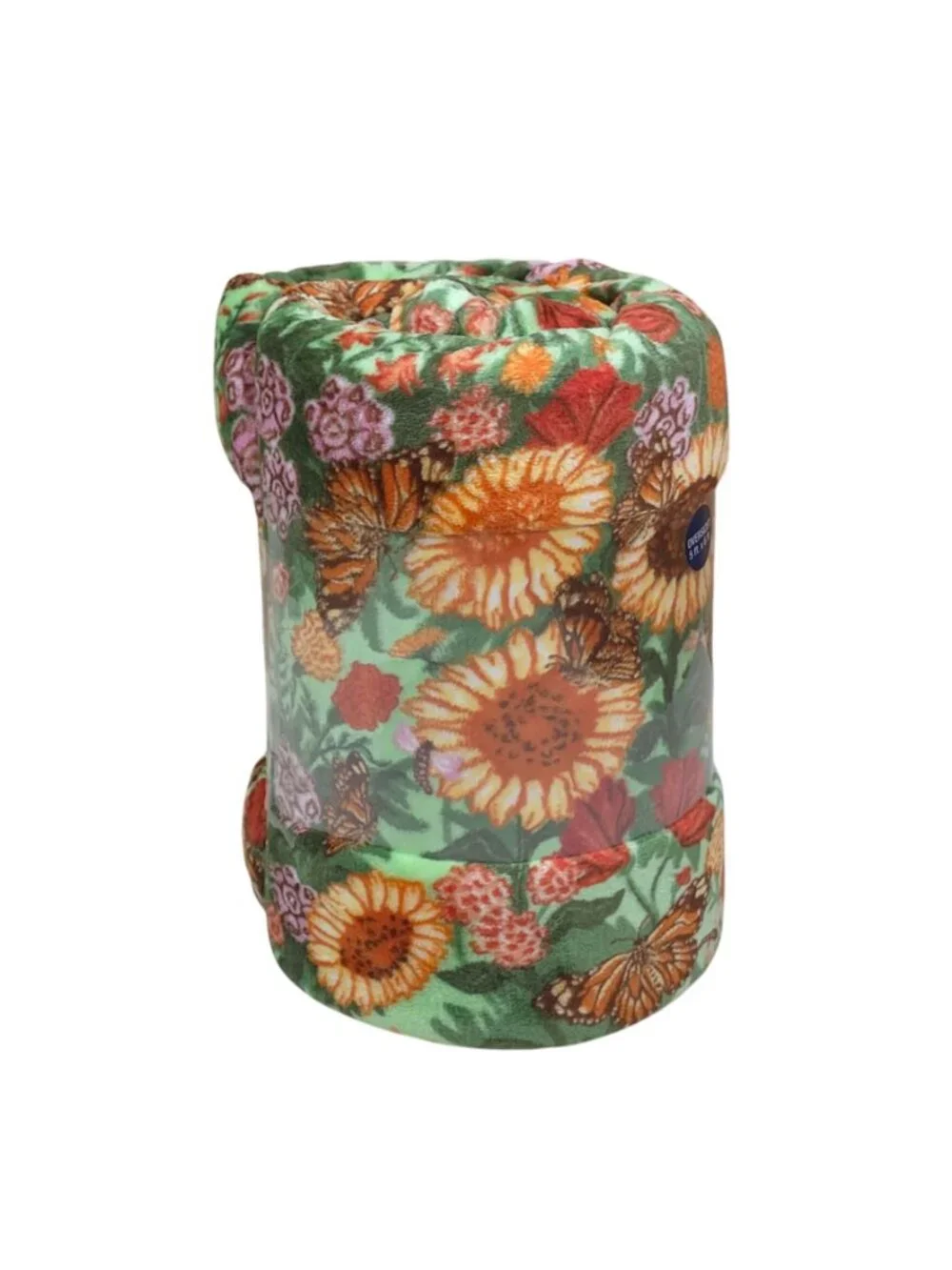 The Big One Oversized Plush Throw Blanket 5x6' Sunflower & Butterfly Print Green